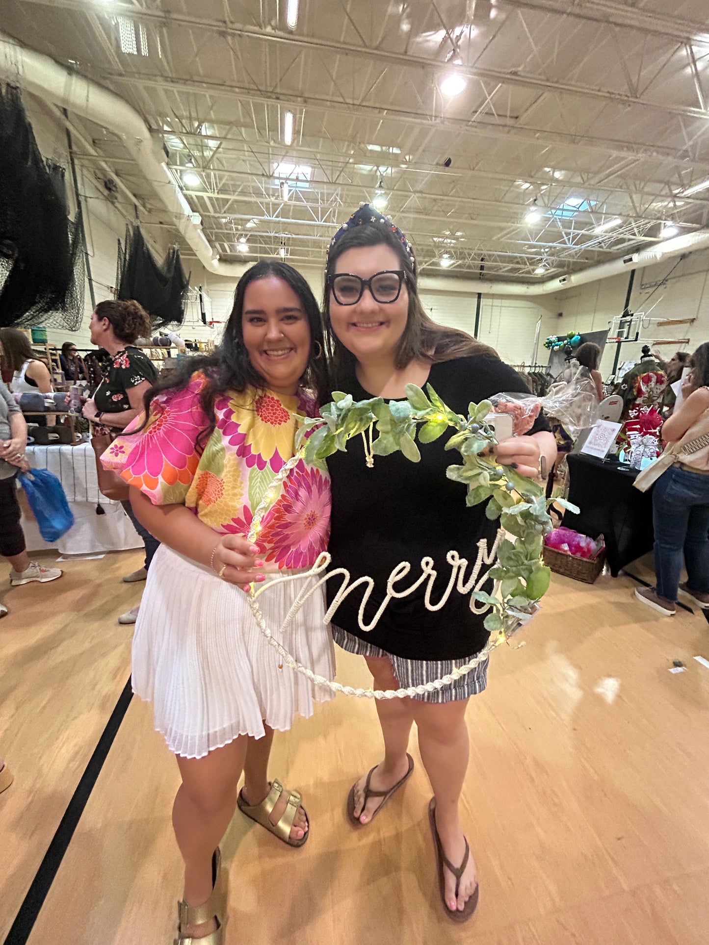 beautiful “merry” wreath with lights