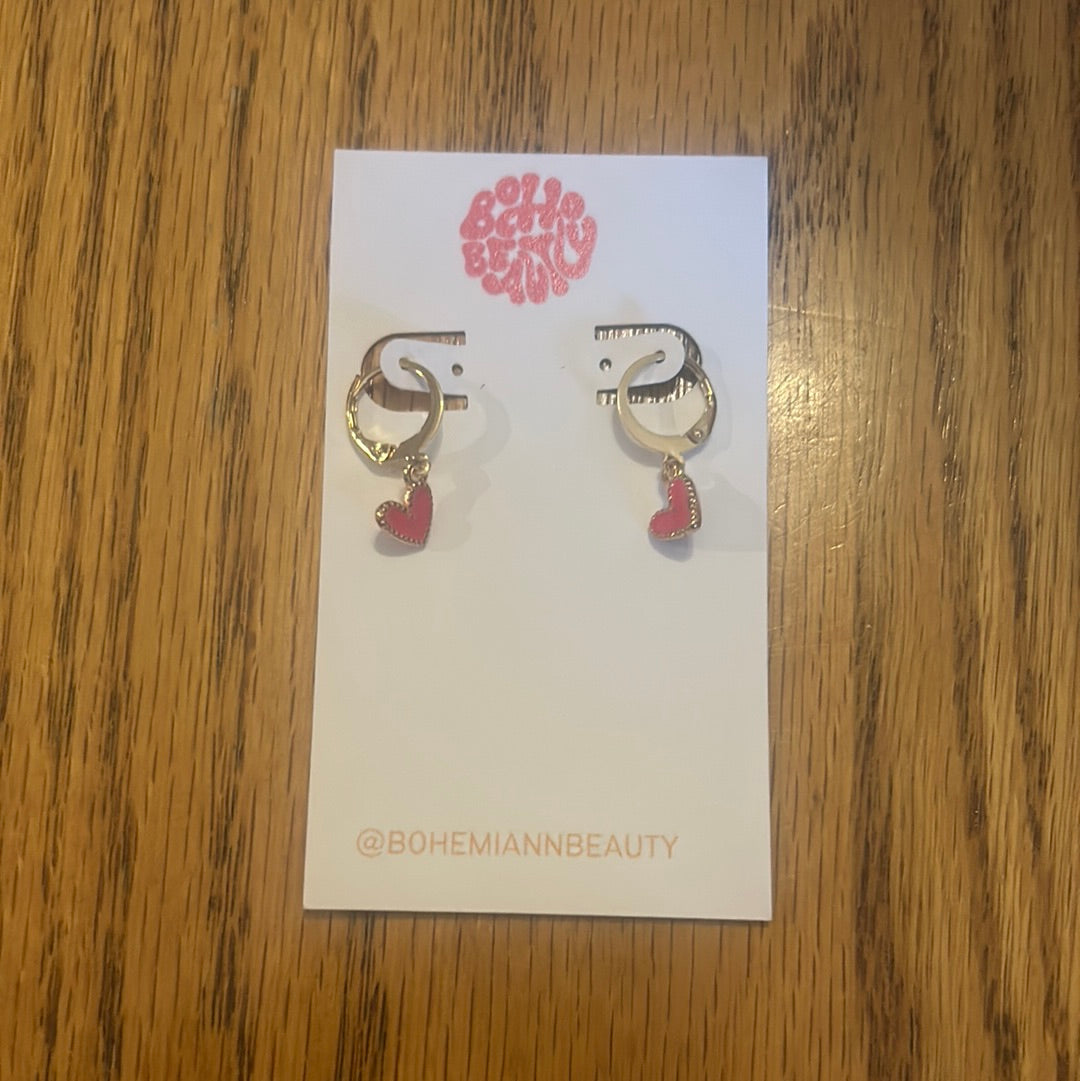 Heart charm earrings