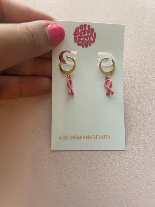 Breast cancer awareness earrings